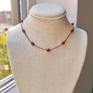 Boho Fairy Grunge Dainty Honey Beaded (Rusty Brown) Necklace/Choker